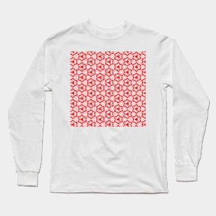 Christmas Ikat Pattern Red Long Sleeve T-Shirt